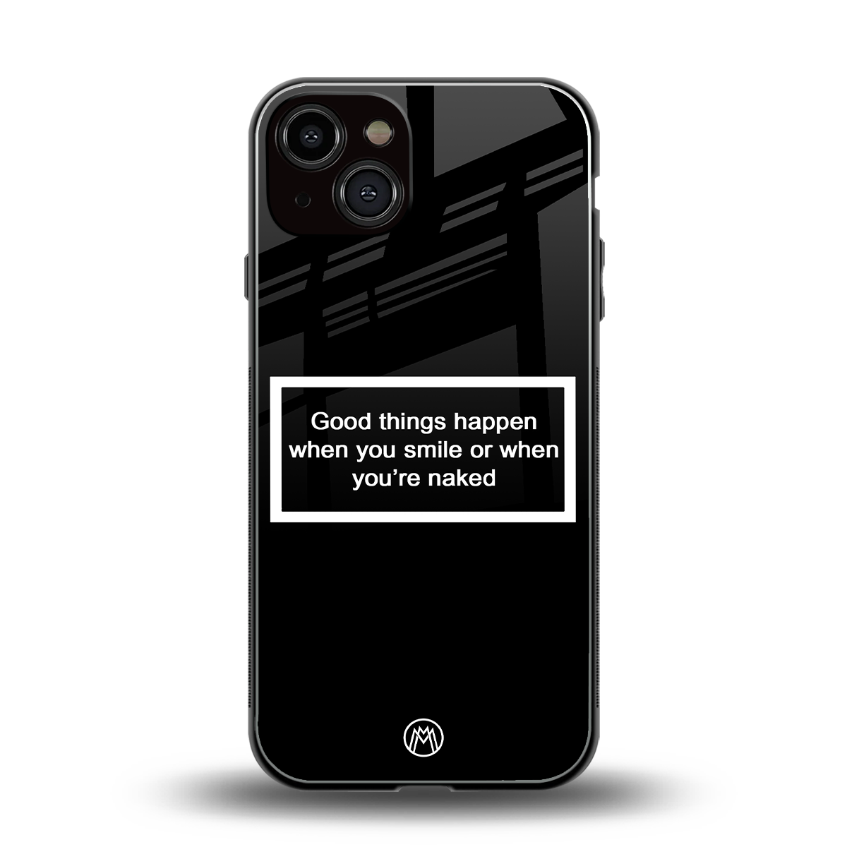 smile or naked black back phone cover | glass case for iphone 13