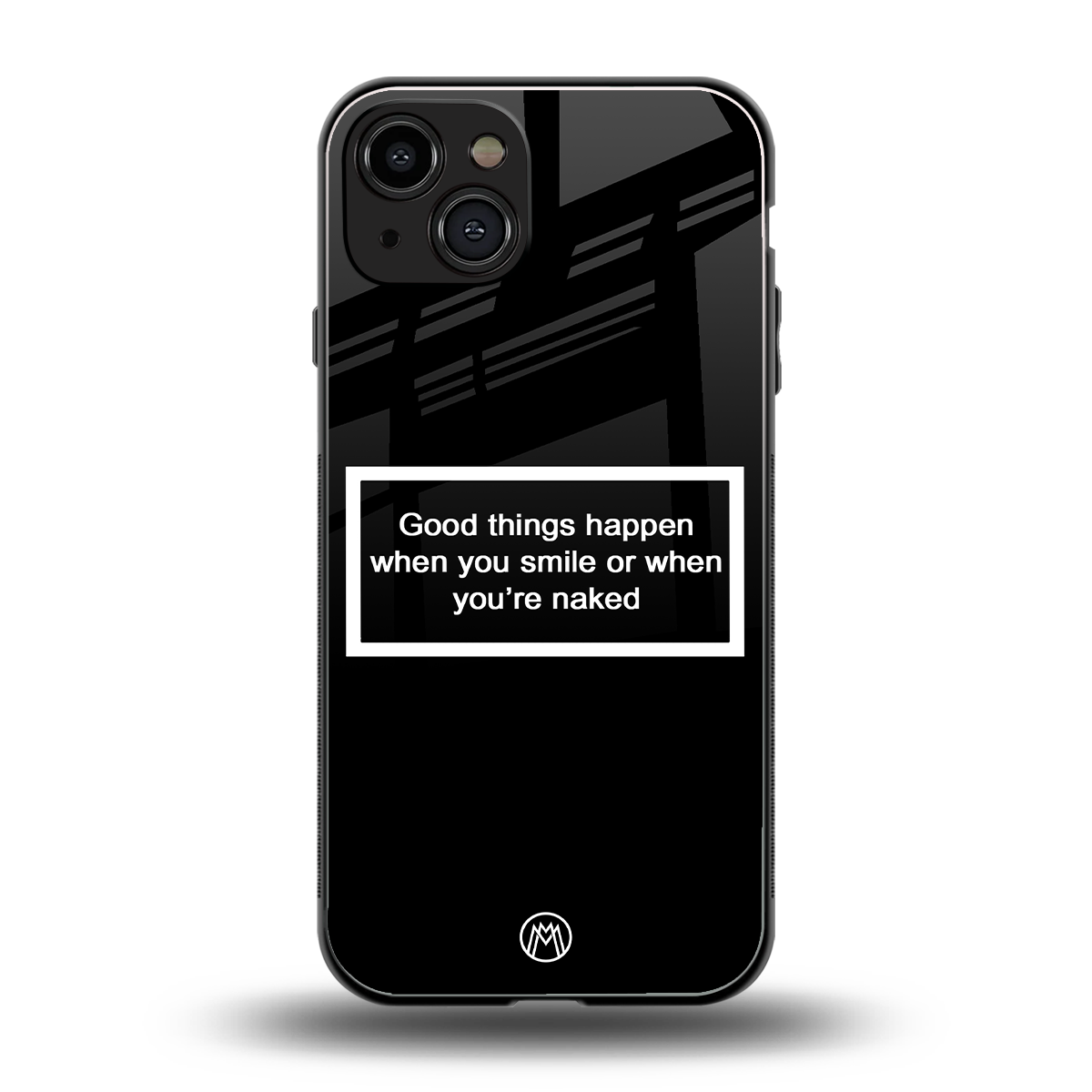 smile or naked black back phone cover | glass case for iphone 14