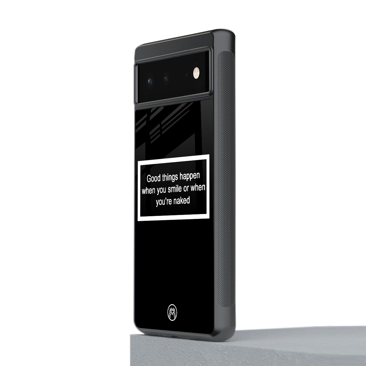 smile or naked black back phone cover | glass case for Google Pixel 6A