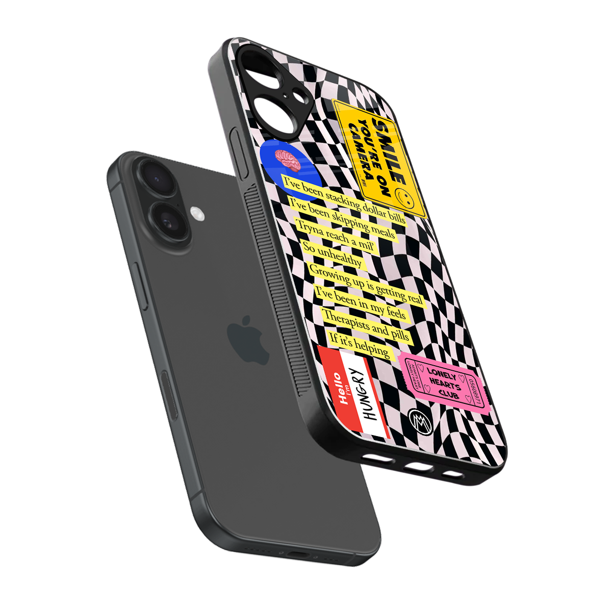 smile you're on camera back phone cover | glass case for iphone 16 plus