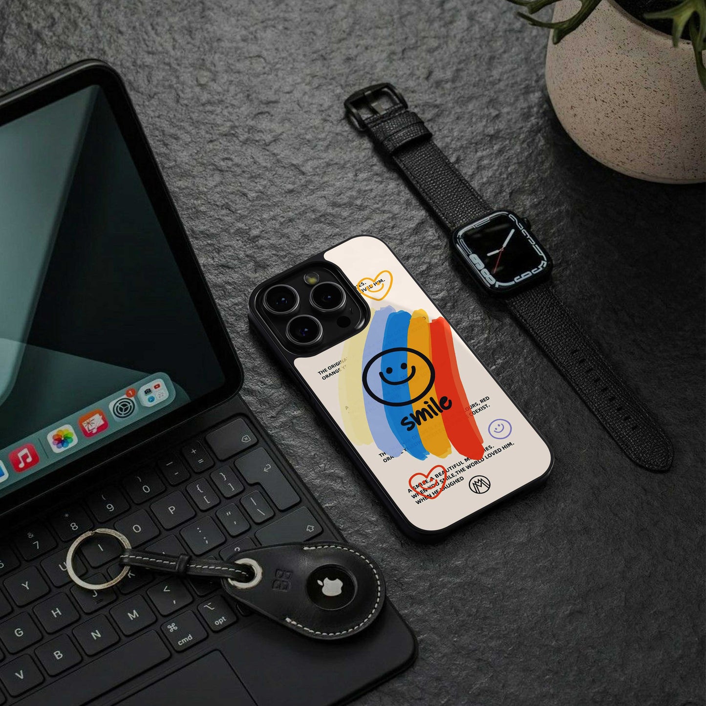 smile colourful back phone cover | glass case for google pixel 7 pro