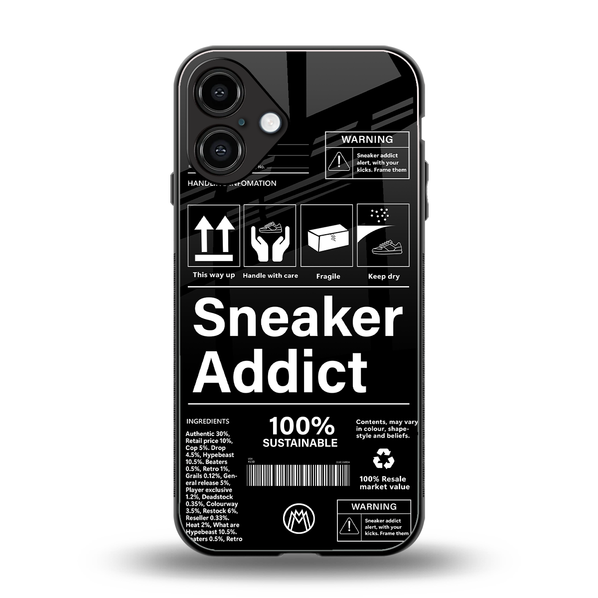 sneaker addict back phone cover | glass case for iphone 16 plus