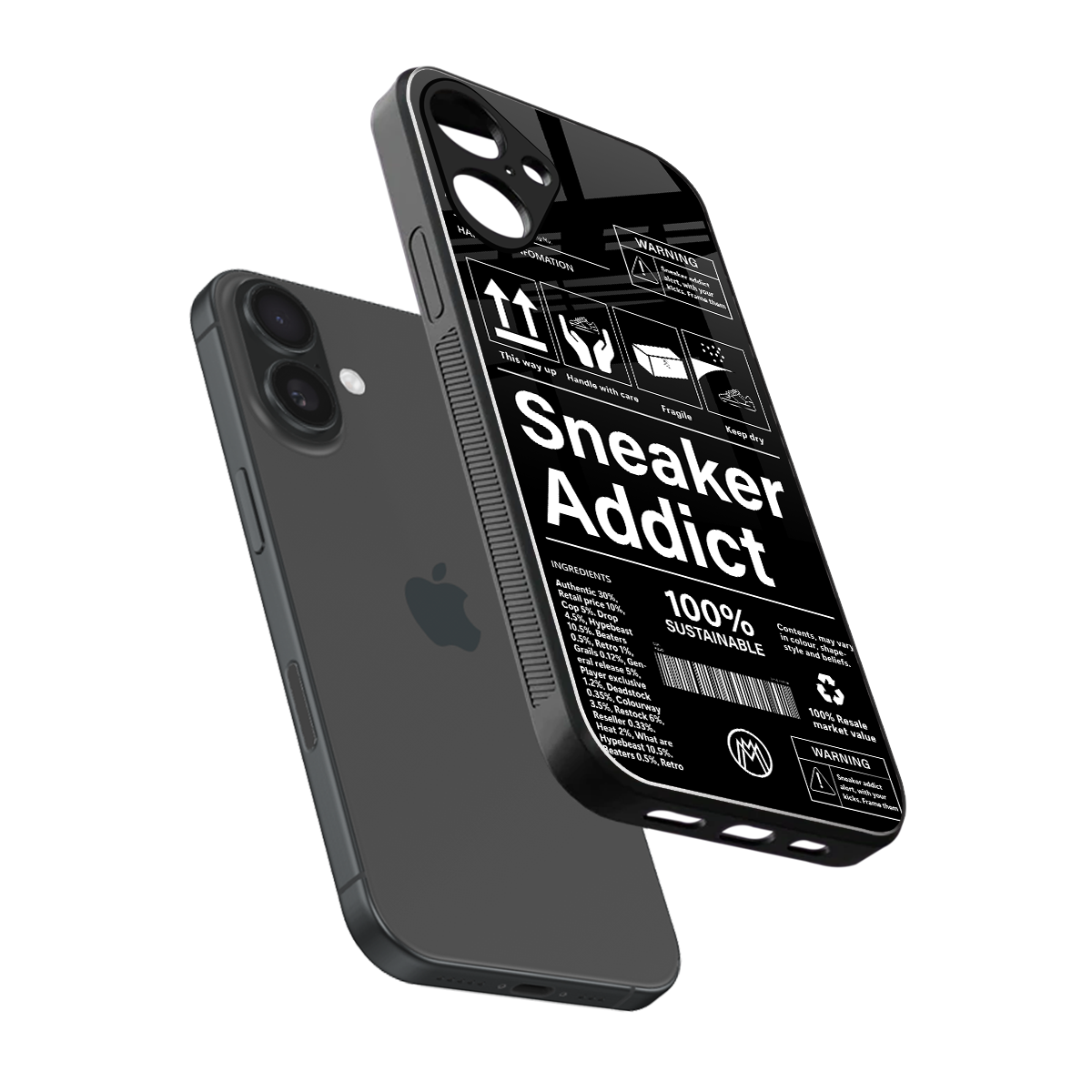 sneaker addict back phone cover | glass case for iphone 16 plus