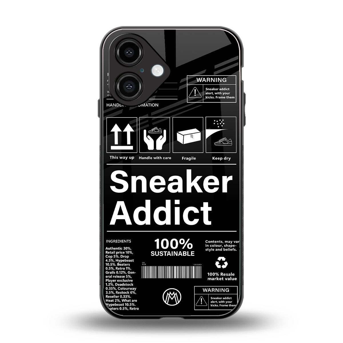sneaker addict back phone cover | glass case for iphone 16