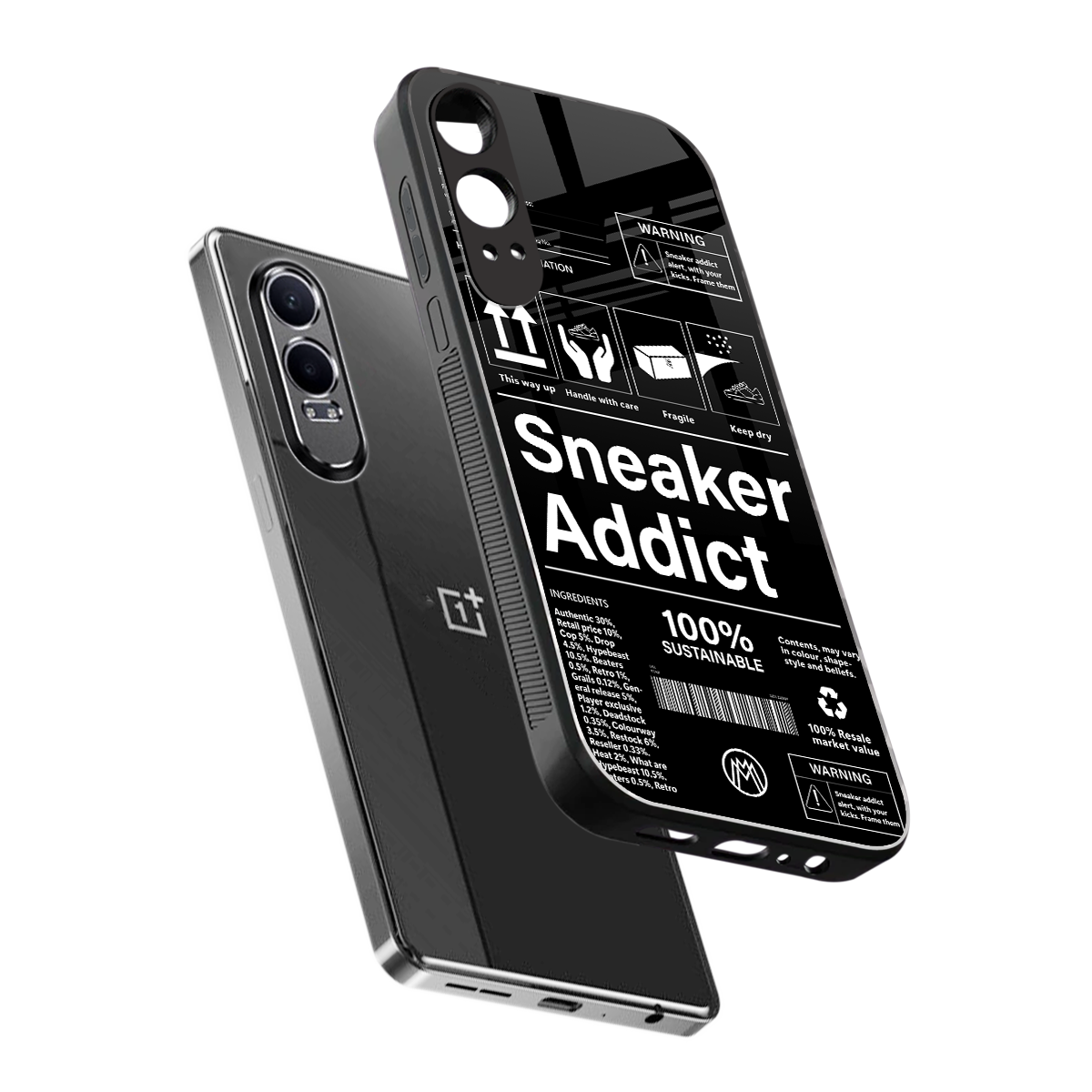 sneaker addict back phone cover | glass case for oneplus nord ce 4 lite