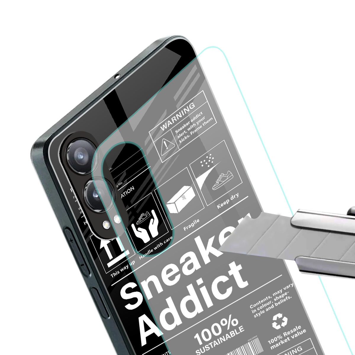 sneaker addict back phone cover | glass case for oneplus nord ce 4 lite
