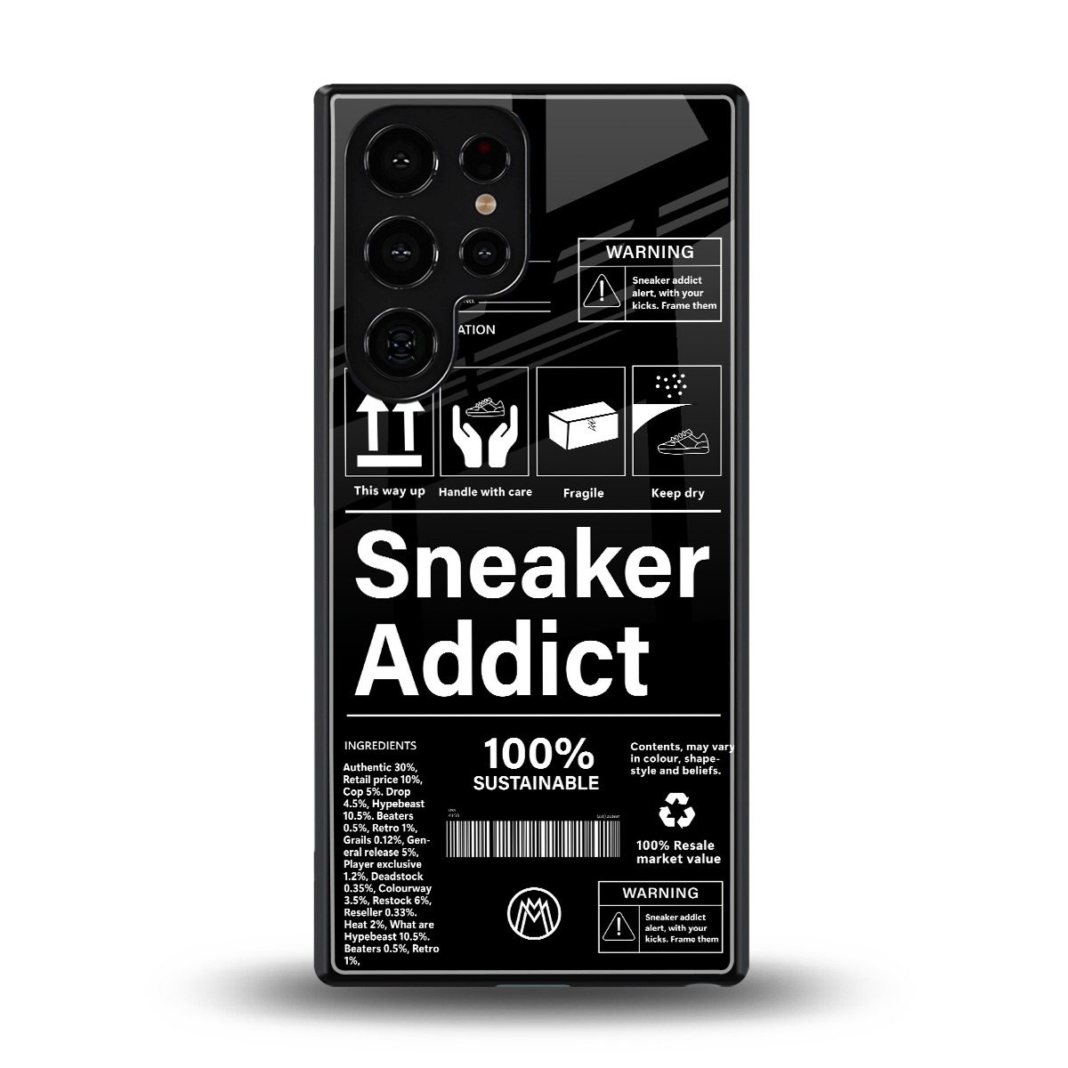 sneaker addict back phone cover | glass case for samsung galaxy s25 ultra