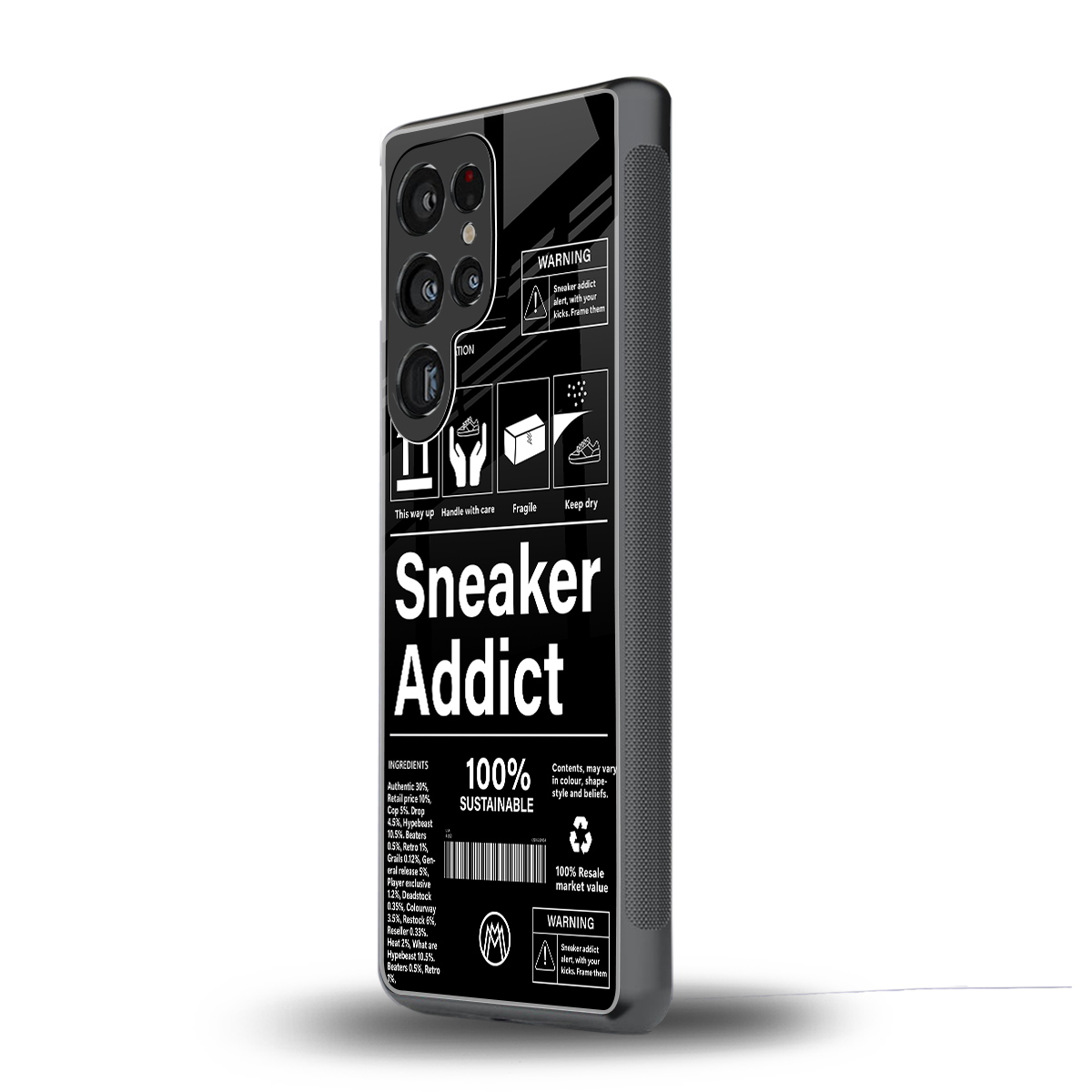 sneaker addict back phone cover | glass case for samsung galaxy s25 ultra