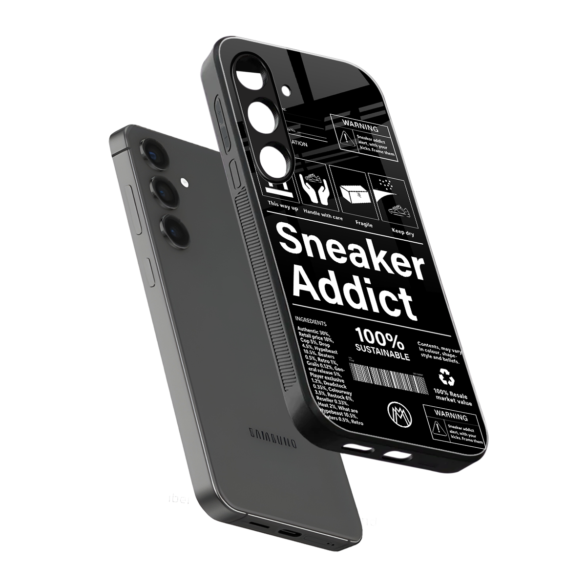 sneaker addict back phone cover | glass case for samsung galaxy s23