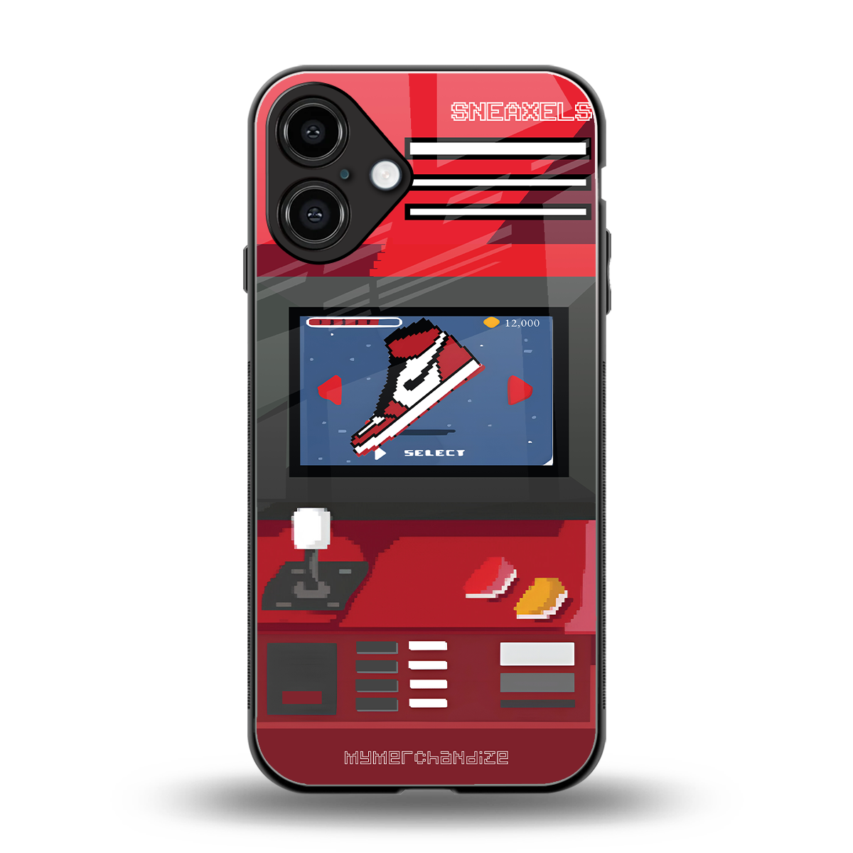 sneaxels red back phone cover | glass case for iphone 16 plus