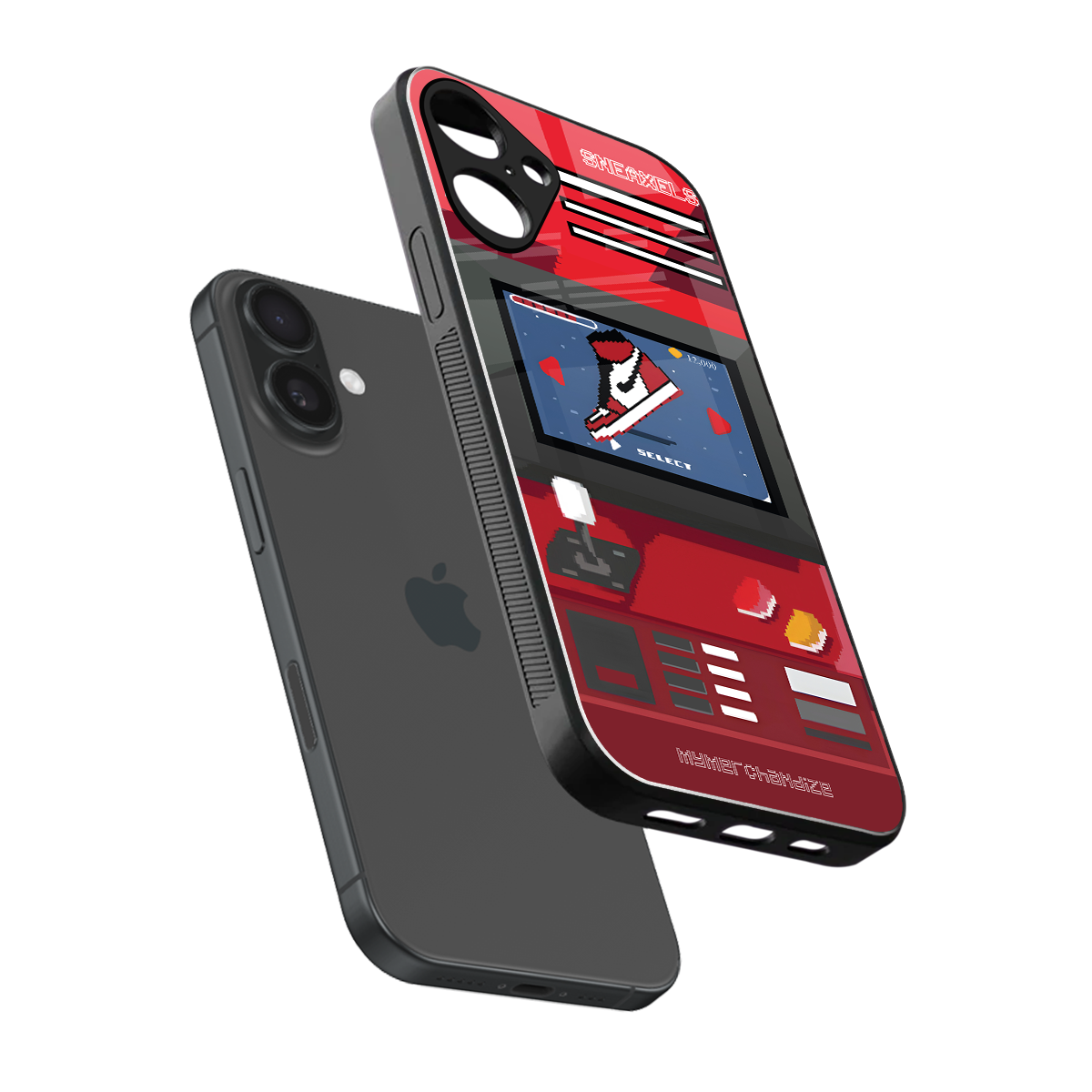 sneaxels red back phone cover | glass case for iphone 16 plus