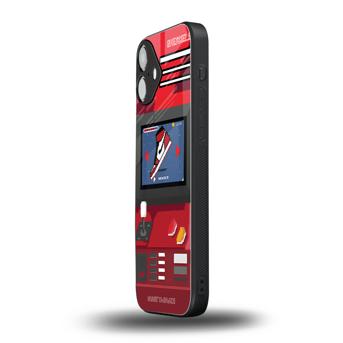 sneaxels red back phone cover | glass case for iphone 16 plus