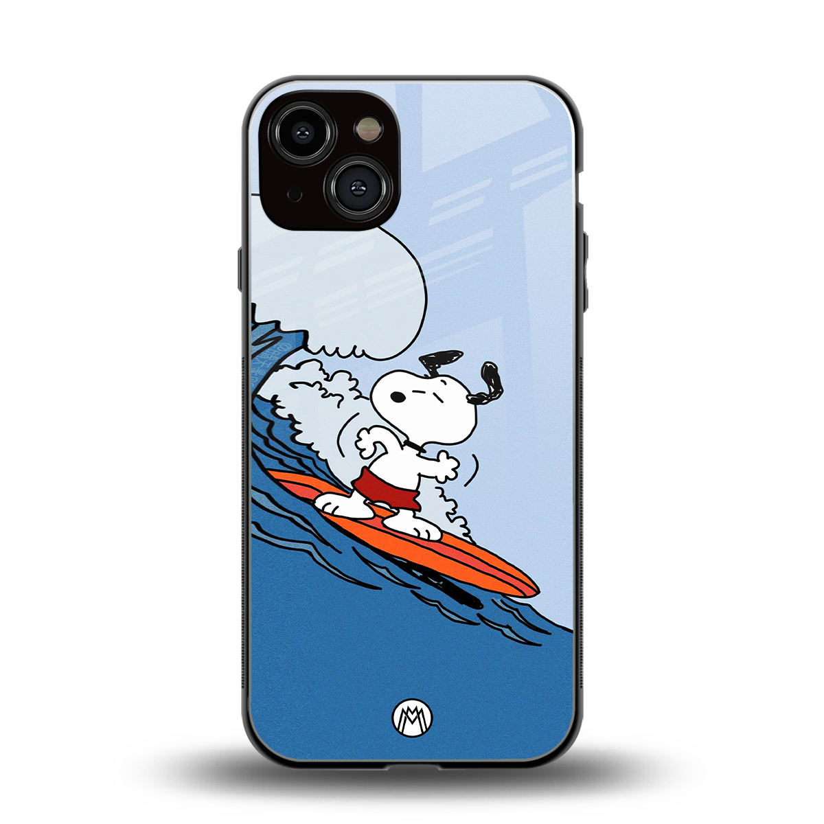 snoopy surfing back phone cover | glass case for iphone 13