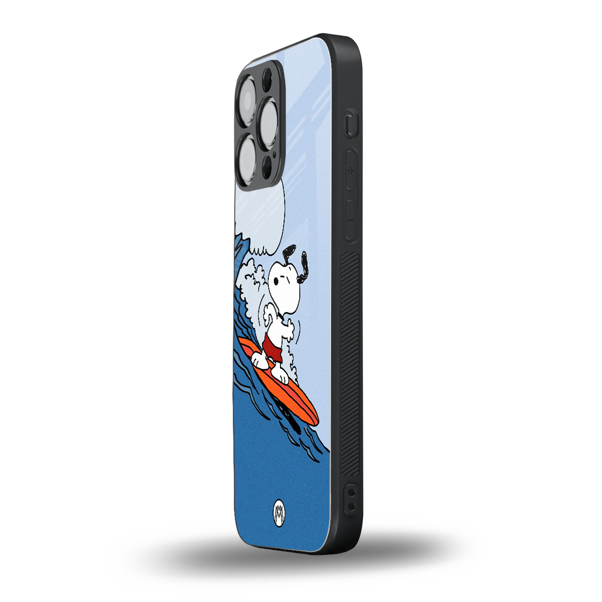 snoopy surfing back phone cover | glass case for iphone 14 pro max
