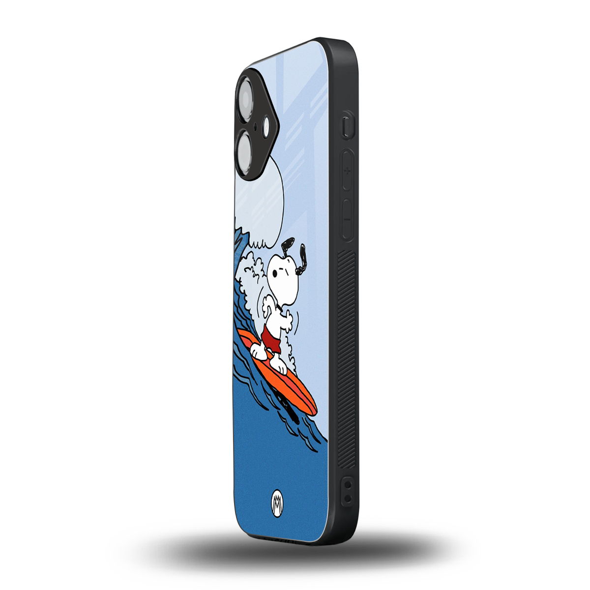 snoopy surfing back phone cover | glass case for iphone 16 plus