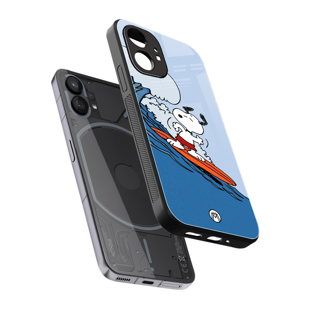 snoopy surfing back phone cover | glass case for nothing phone 1