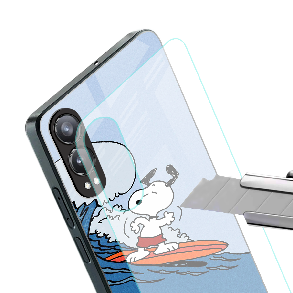 snoopy surfing back phone cover | glass case for oneplus nord ce 4 lite