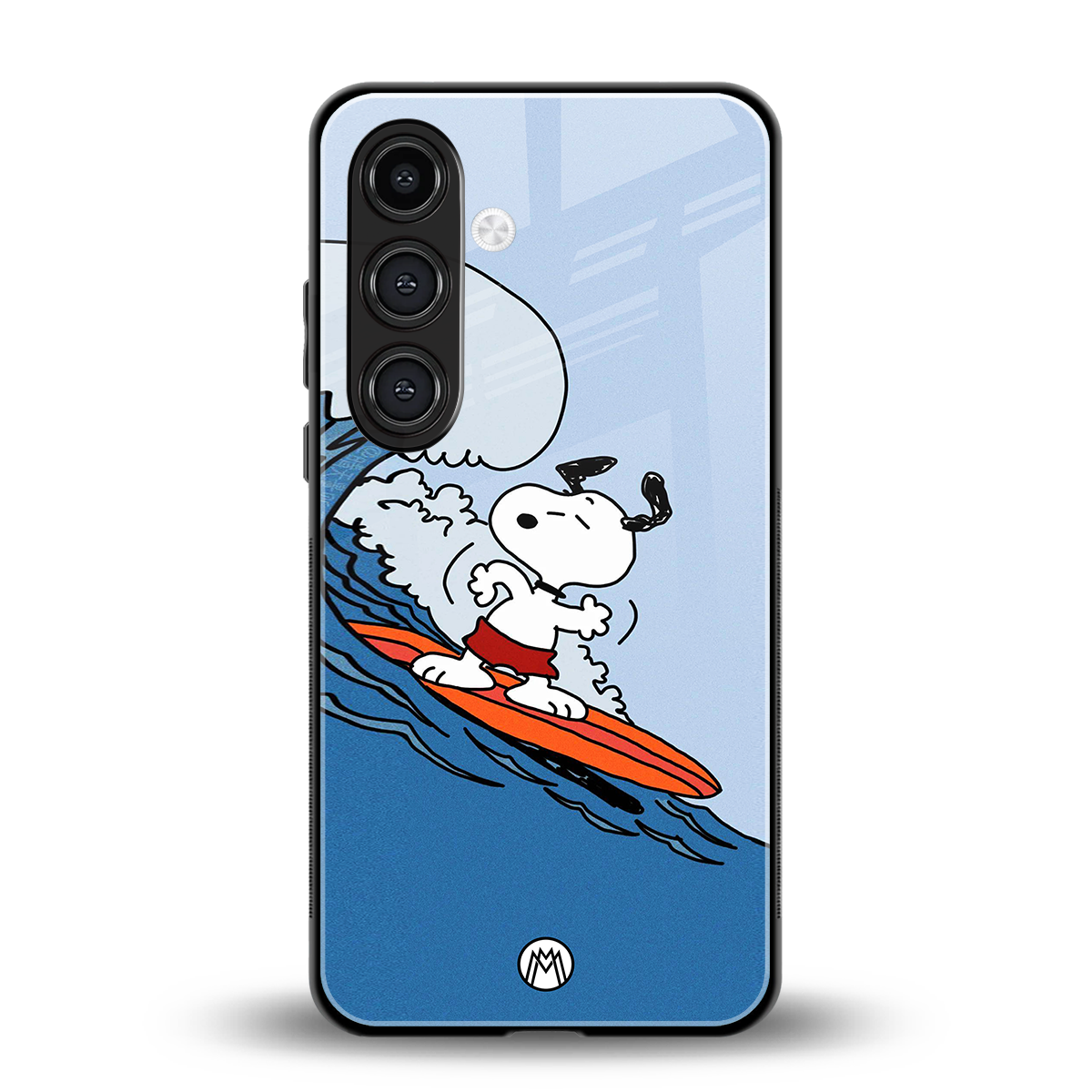 snoopy surfing back phone cover | glass case for samsung galaxy s24 fe