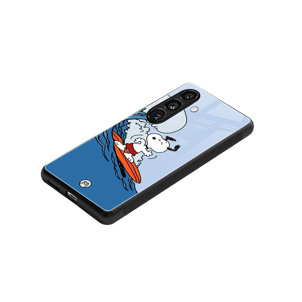 snoopy surfing back phone cover | glass case for samsung galaxy s24 fe