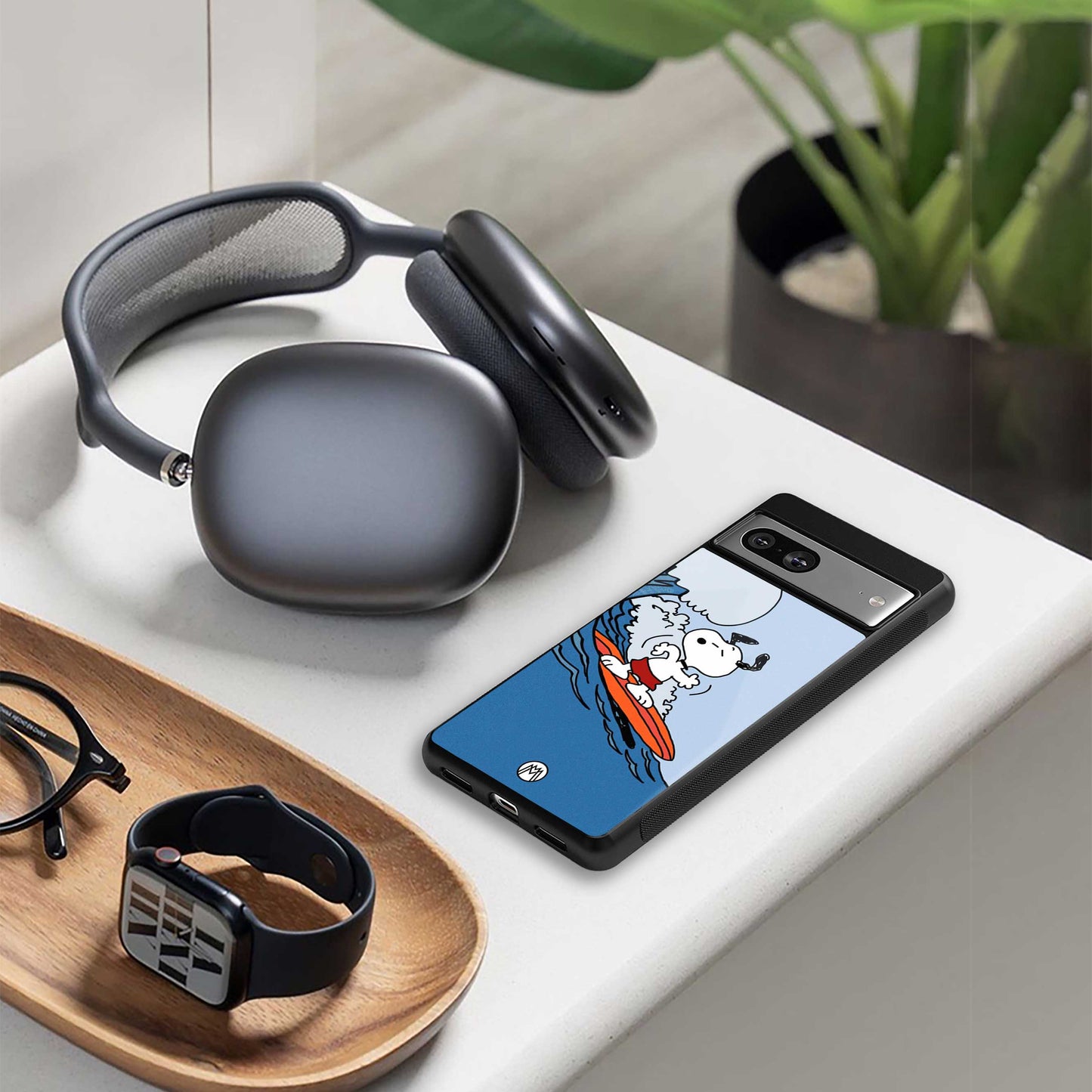 snoopy surfing back phone cover | glass case for oneplus nord 4