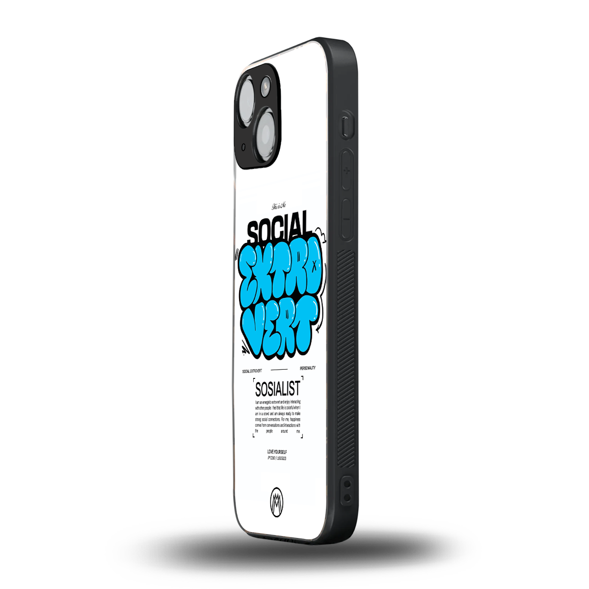 social extrovert back phone cover | glass case for iphone 13 mini