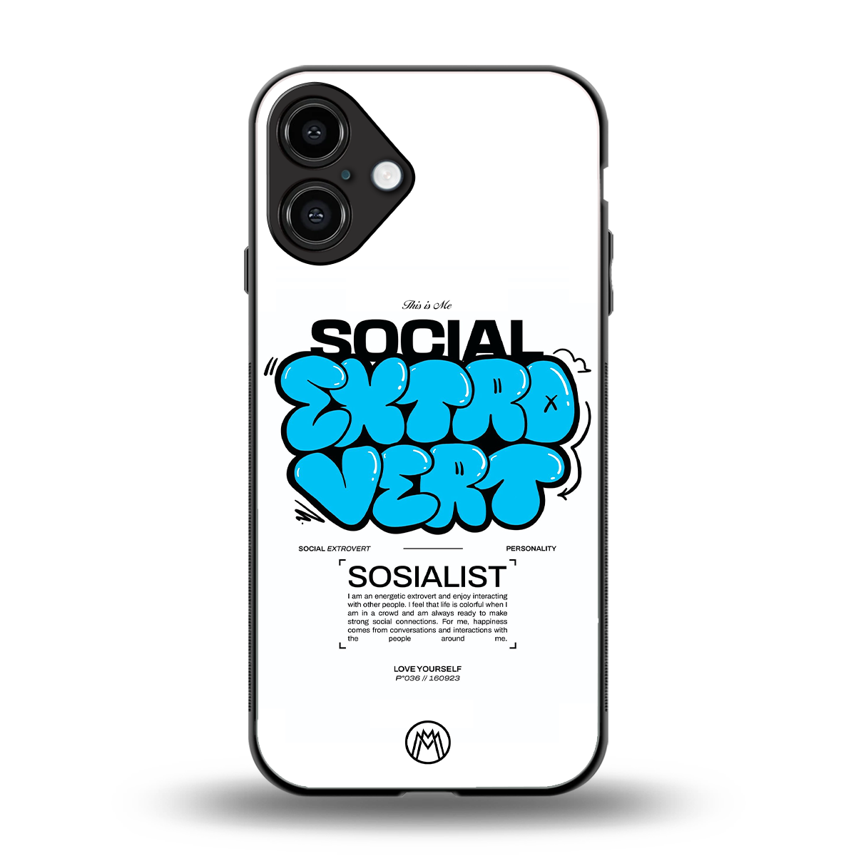 social extrovert back phone cover | glass case for iphone 16 plus