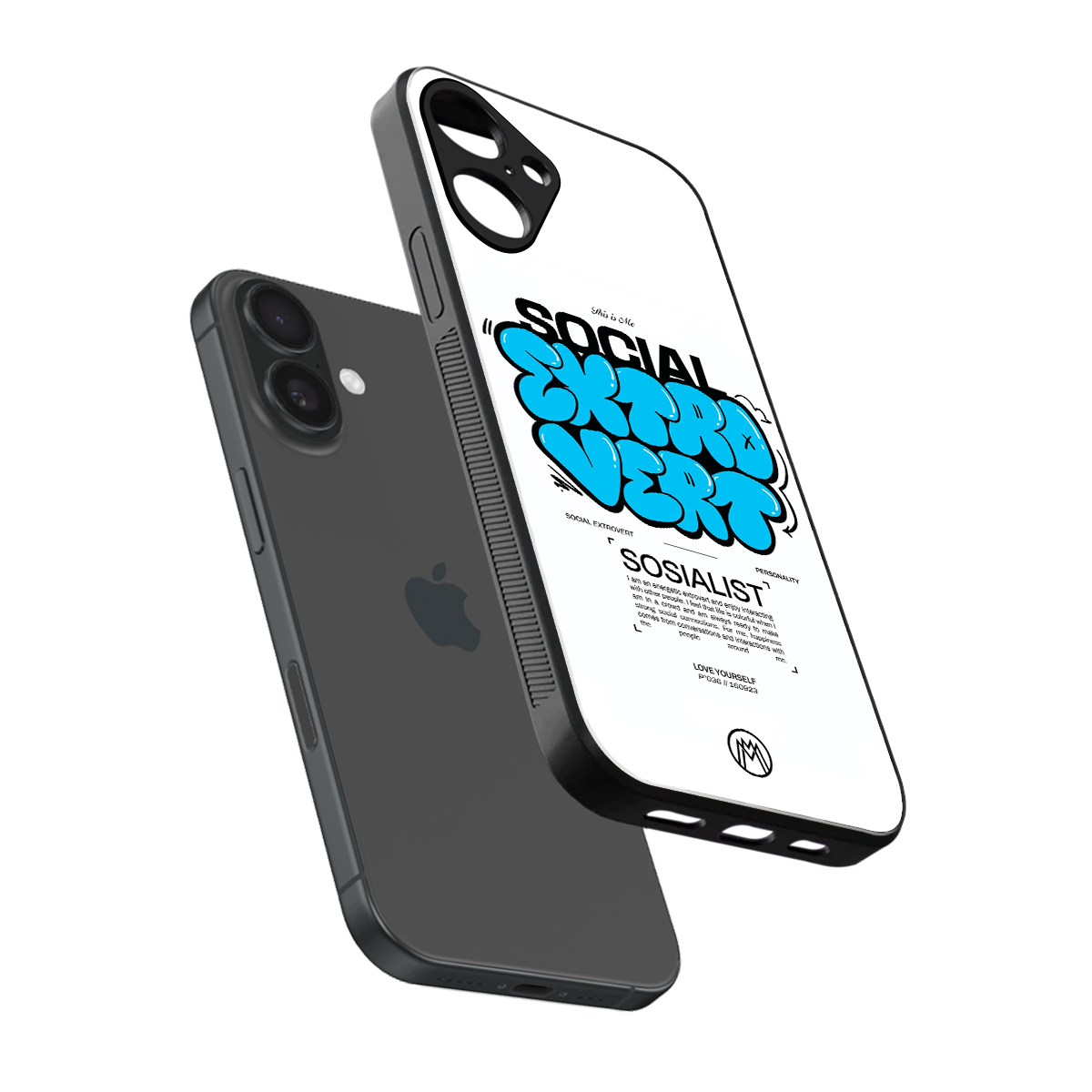 social extrovert back phone cover | glass case for iphone 16 plus
