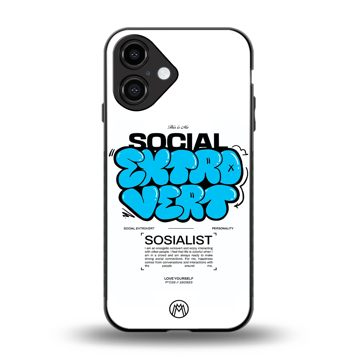 social extrovert back phone cover | glass case for iphone 16