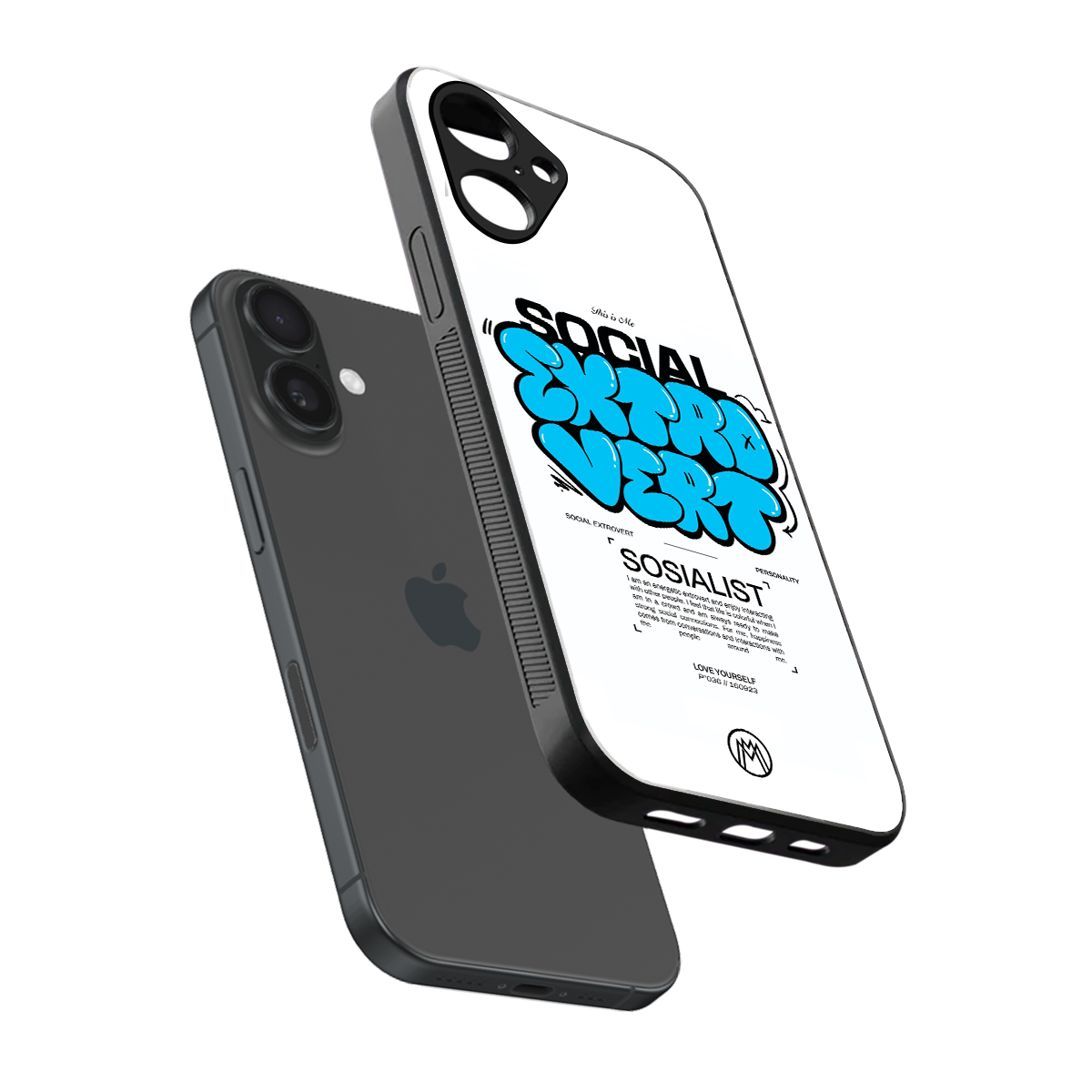 social extrovert back phone cover | glass case for iphone 16