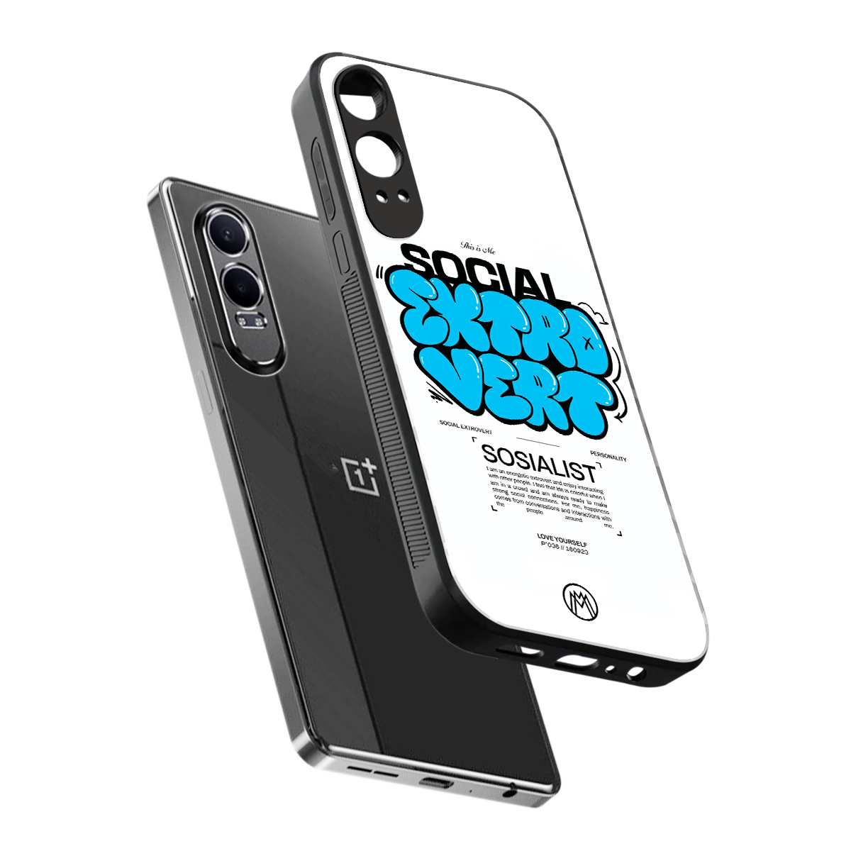 social extrovert back phone cover | glass case for oneplus nord ce 4 lite