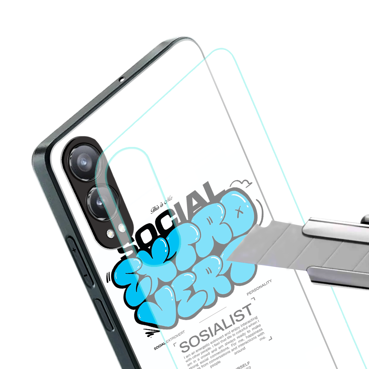 social extrovert back phone cover | glass case for oneplus nord ce 4 lite