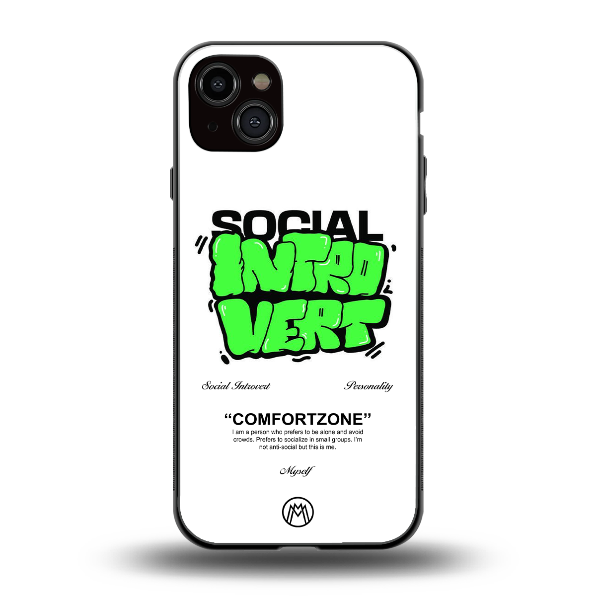 social introvert back phone cover | glass case for iphone 15 plus