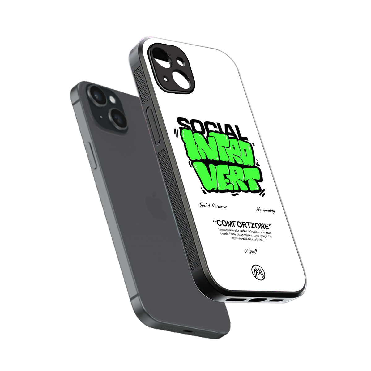 social introvert back phone cover | glass case for iphone 15 plus