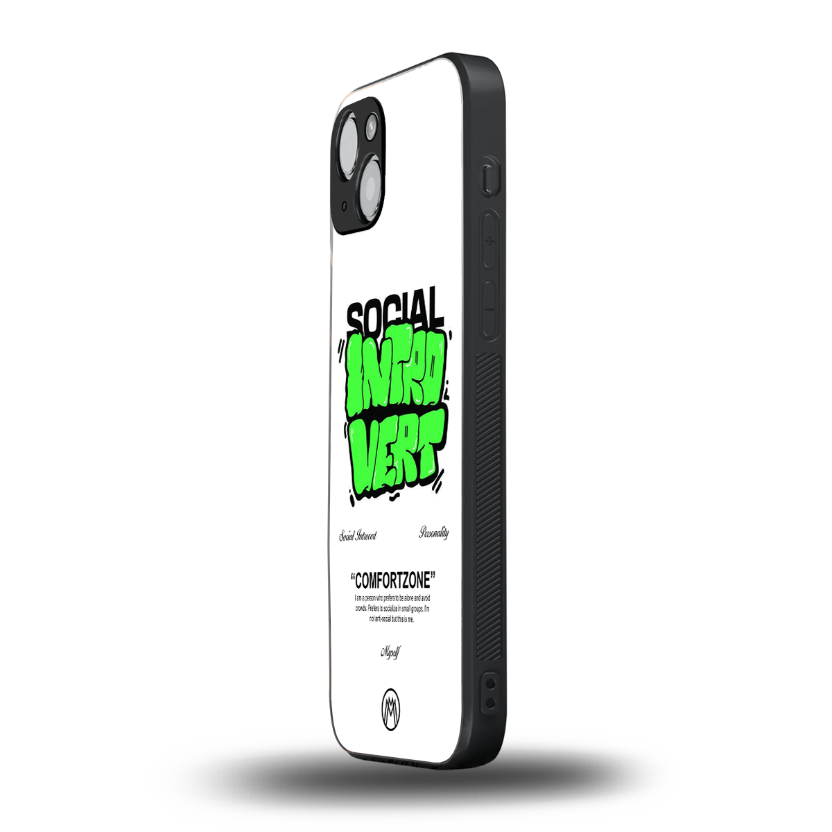 social introvert back phone cover | glass case for iphone 15 plus