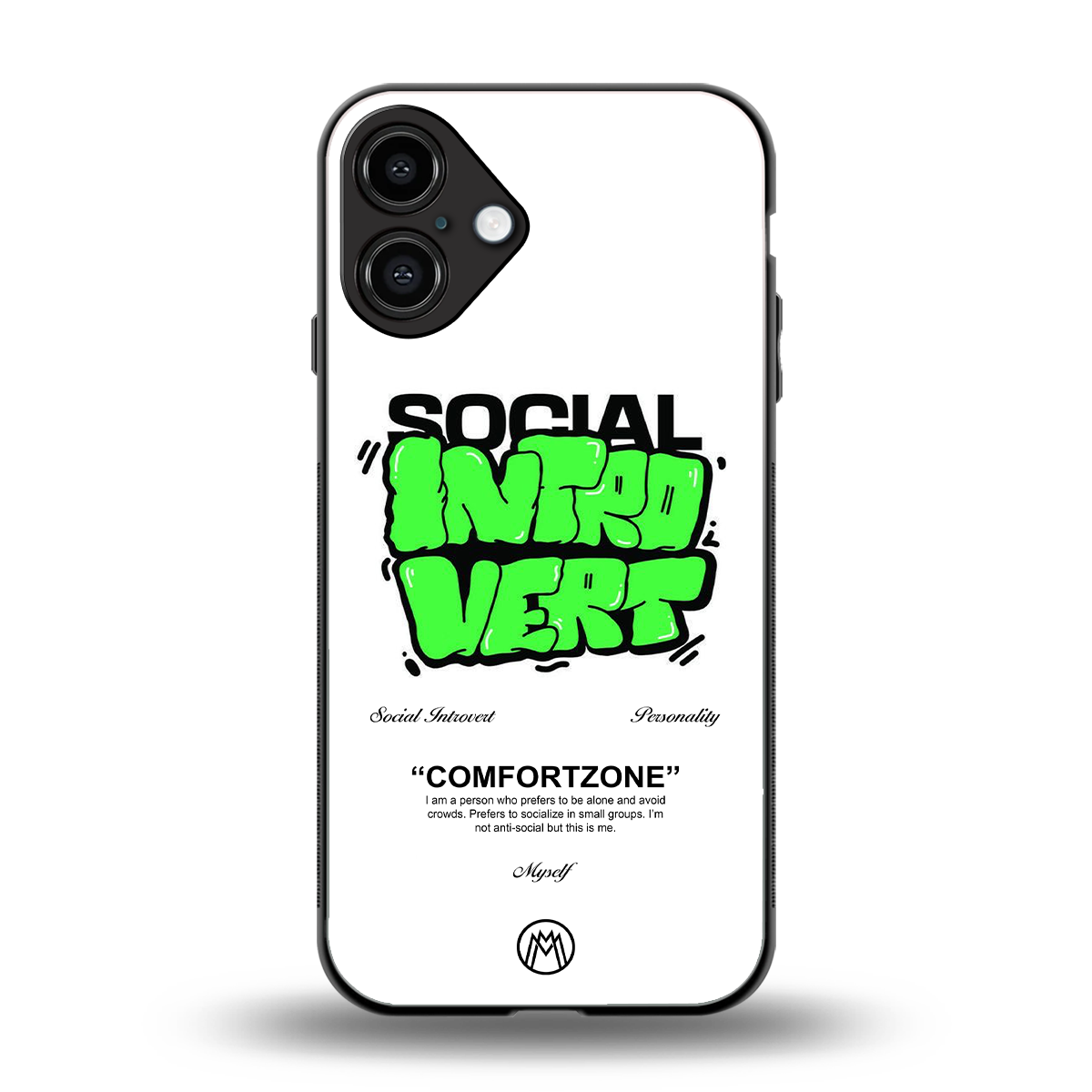 social introvert back phone cover | glass case for iphone 16 plus