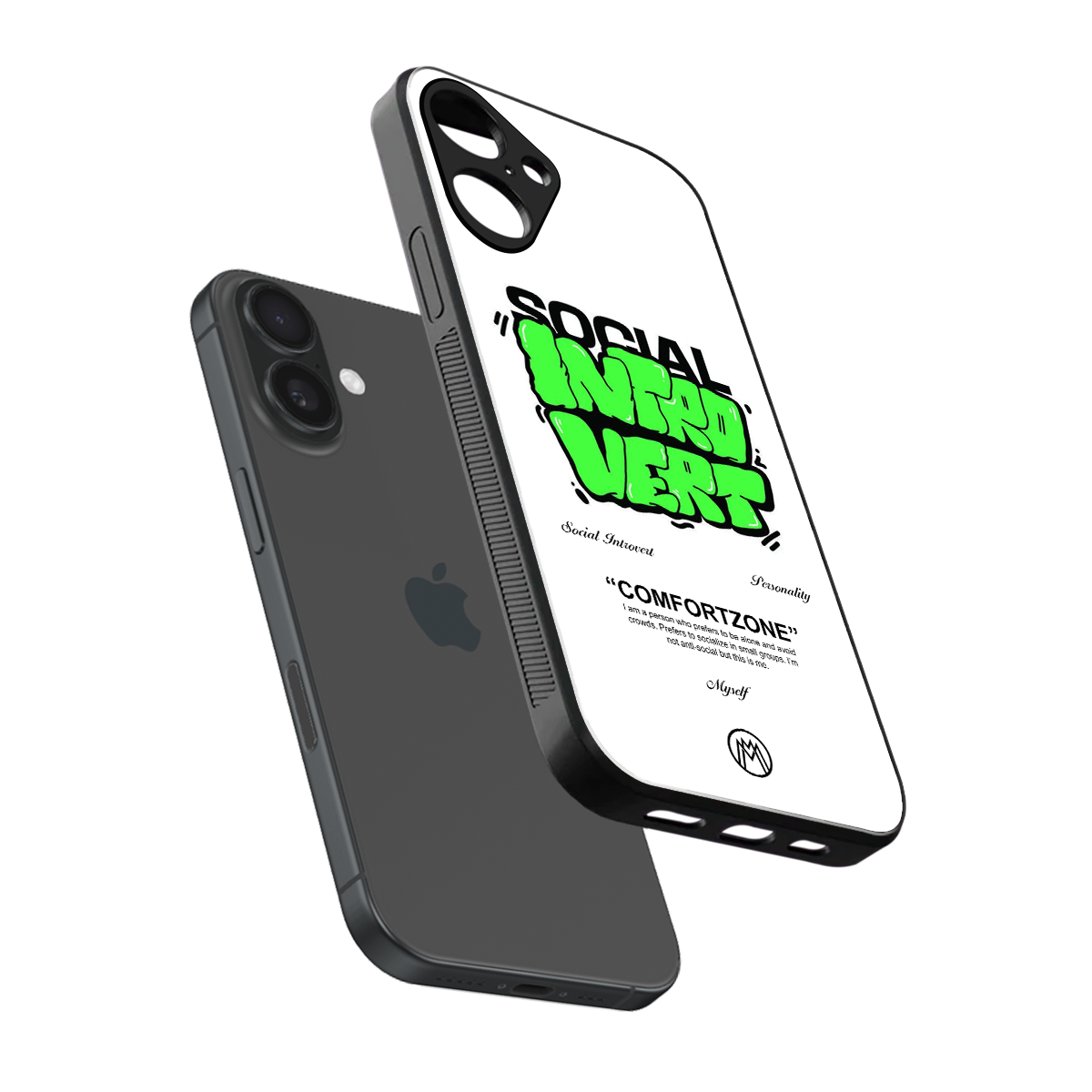 social introvert back phone cover | glass case for iphone 16 plus
