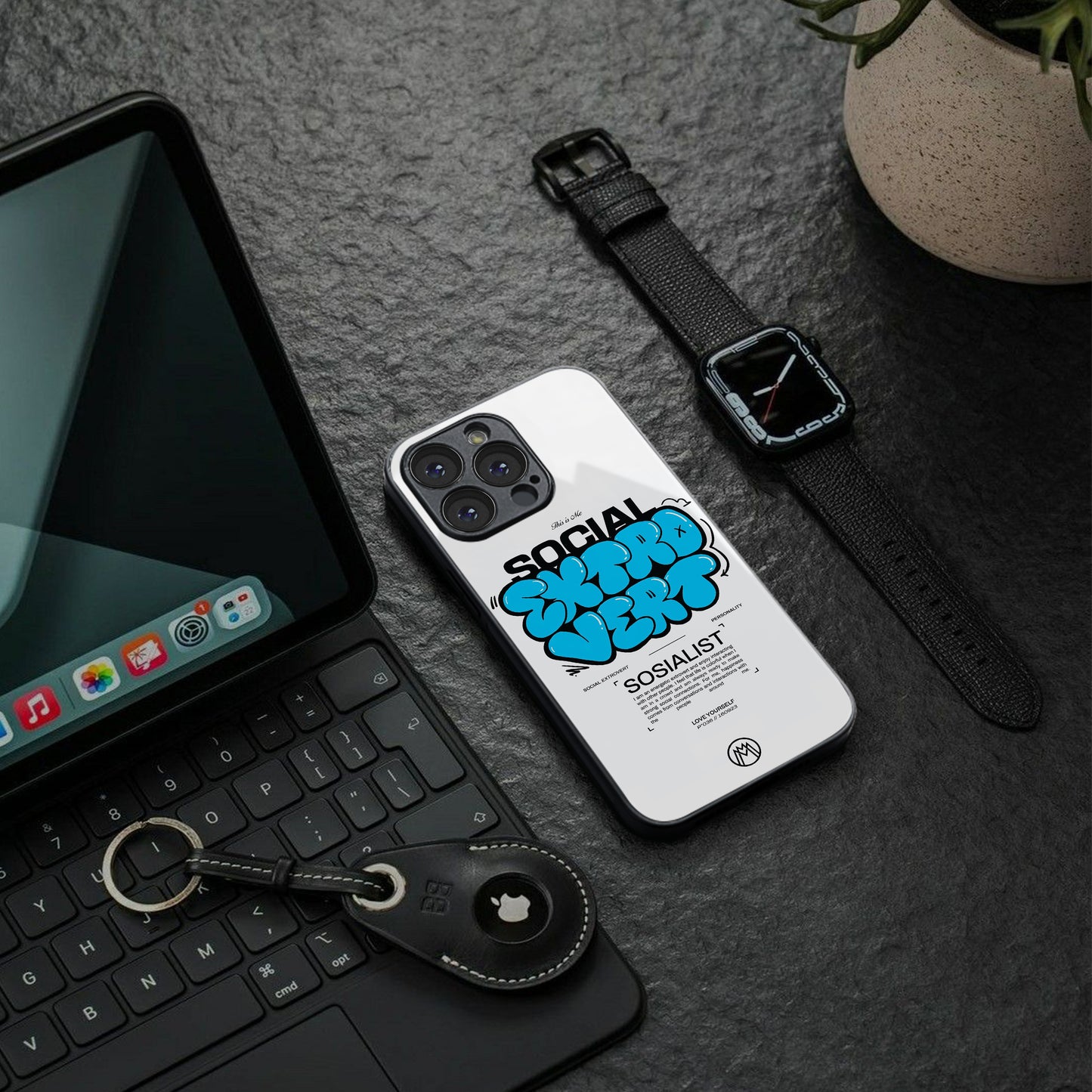 social extrovert back phone cover | glass case for iphone 16