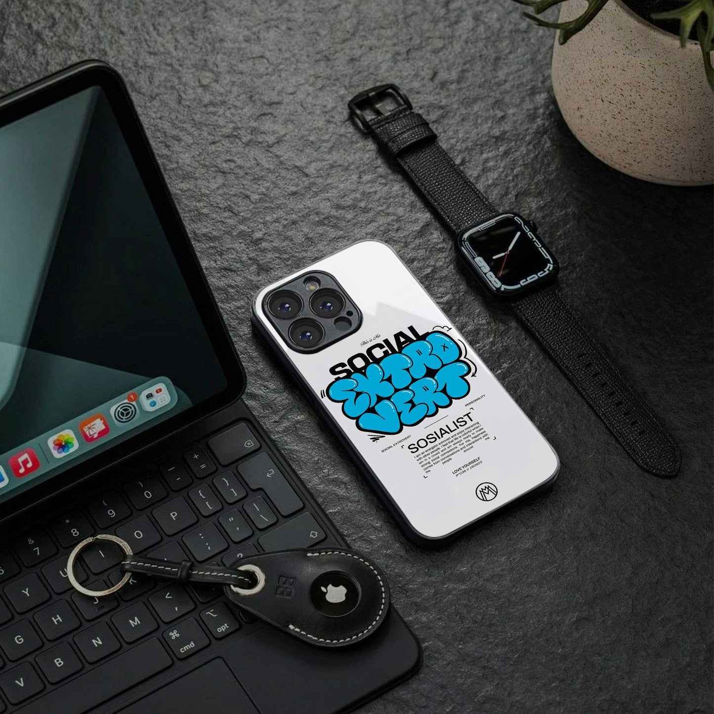 social extrovert back phone cover | glass case for iphone 14 pro max