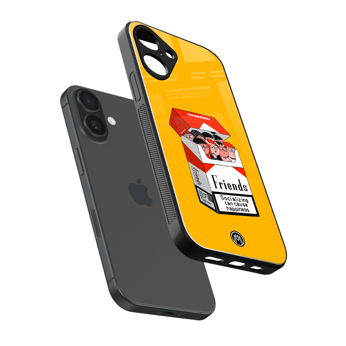 socializing can cause happiness back phone cover | glass case for iphone 16 plus
