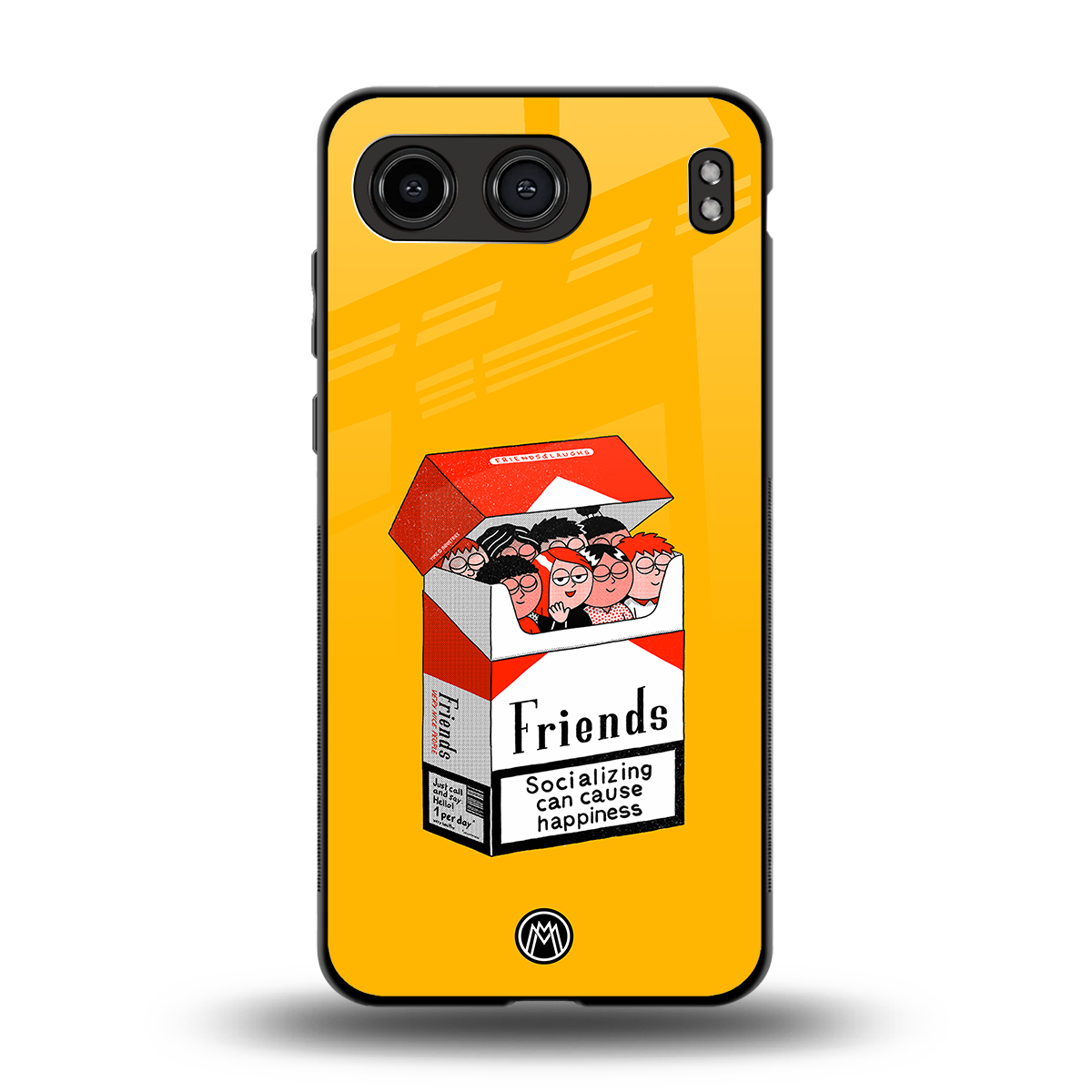 socializing can cause happiness back phone cover | glass case for oneplus nord 4