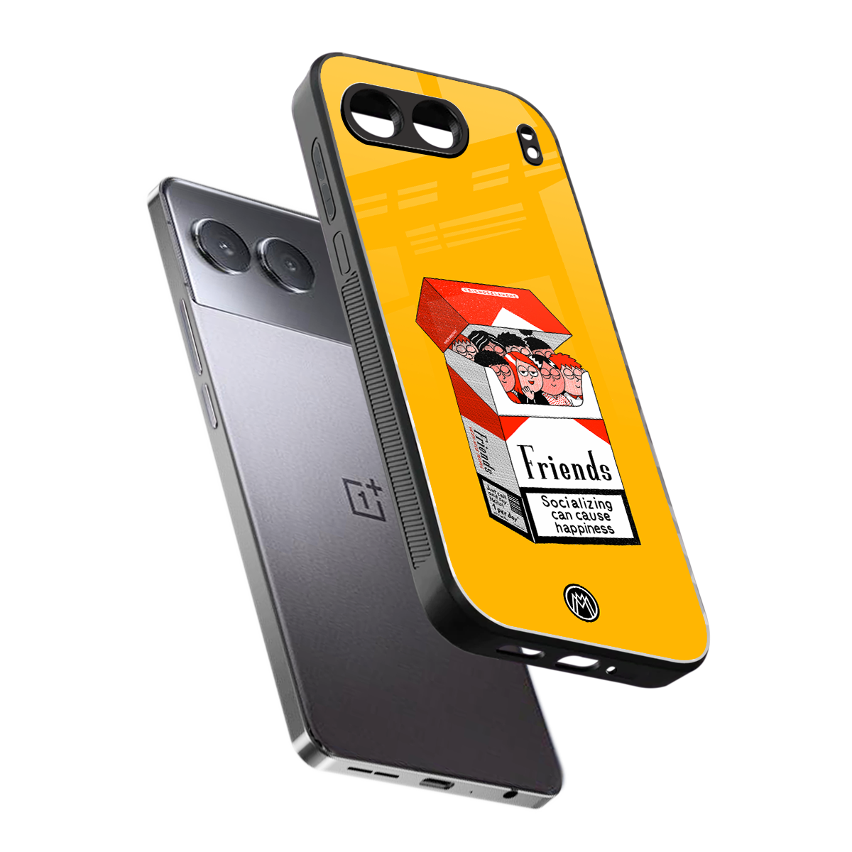 socializing can cause happiness back phone cover | glass case for oneplus nord 4
