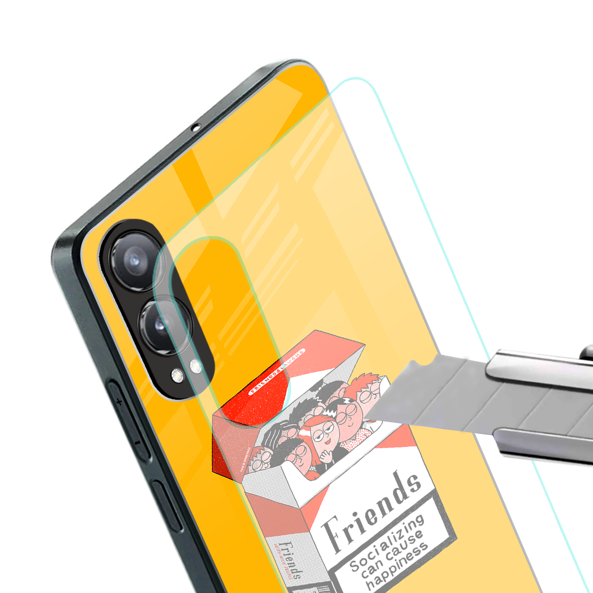 socializing can cause happiness back phone cover | glass case for oneplus nord ce 4 lite