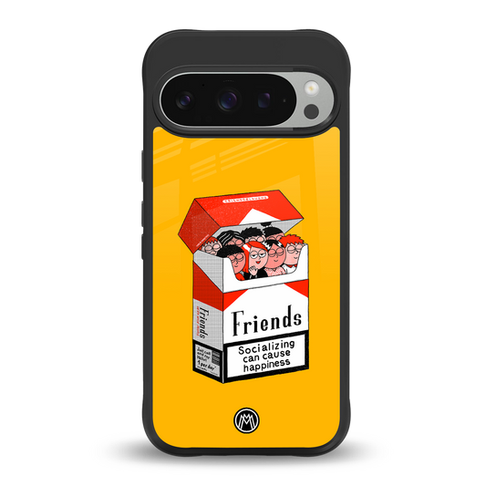 socializing can cause happiness back phone cover | glass case for google pixel 9 pro