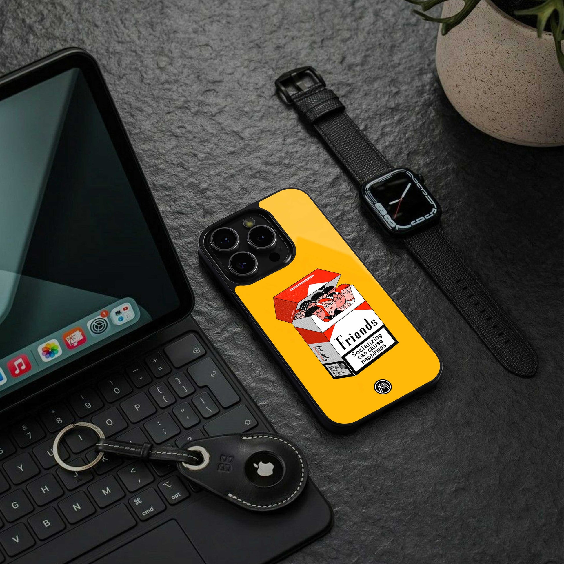 socializing can cause happiness back phone cover | glass case for iphone 14 pro max