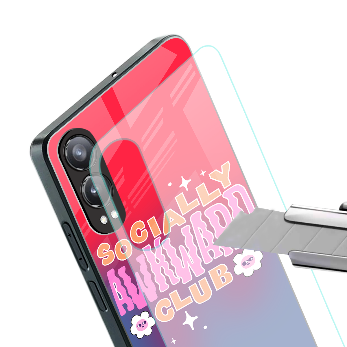 socially awkward club back phone cover | glass case for oneplus nord ce 4 lite