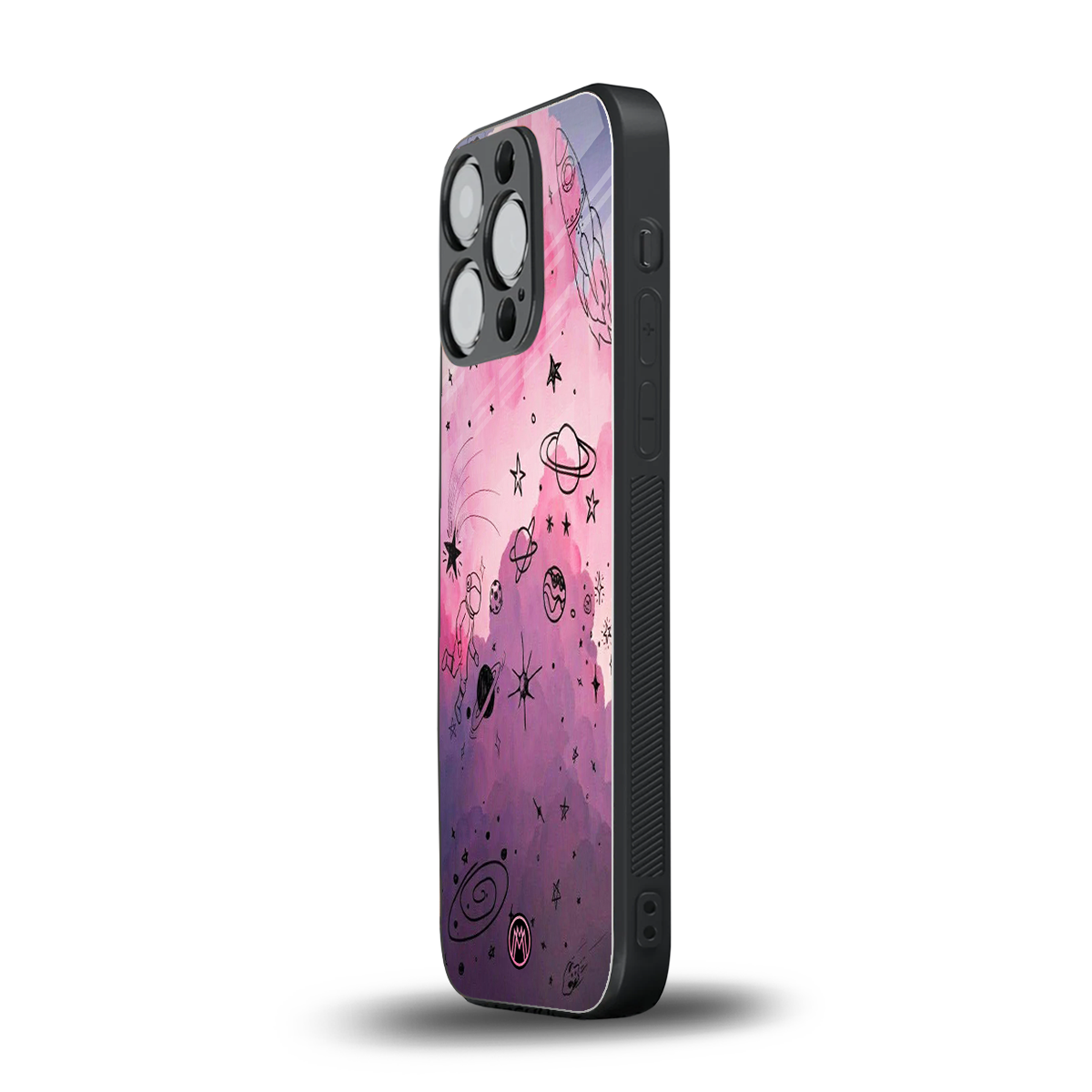 space pink aesthetic back phone cover | glass case for iphone 14 pro