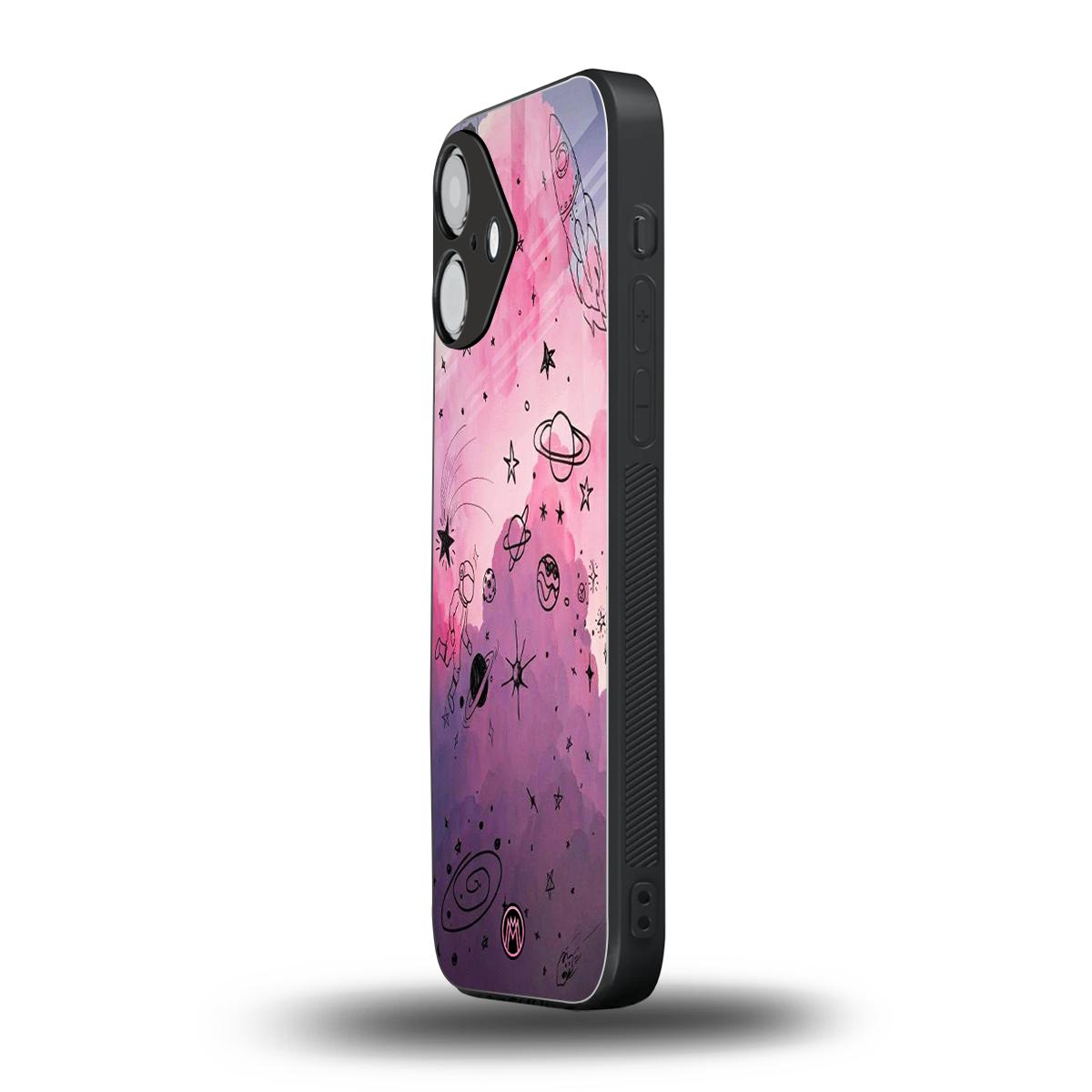 space pink aesthetic back phone cover | glass case for iphone 16