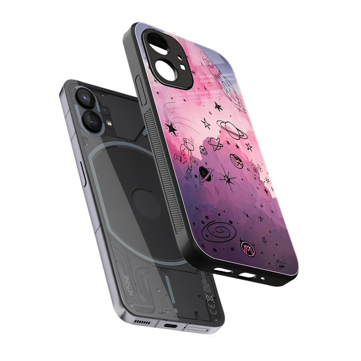 space pink aesthetic back phone cover | glass case for nothing phone 1