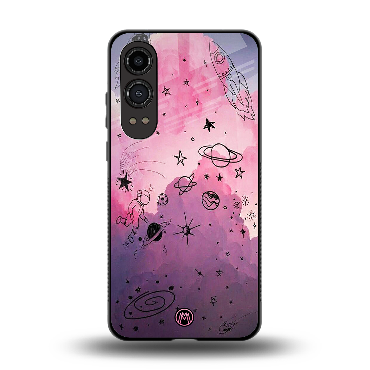 space pink aesthetic back phone cover | glass case for oneplus nord ce 4 lite