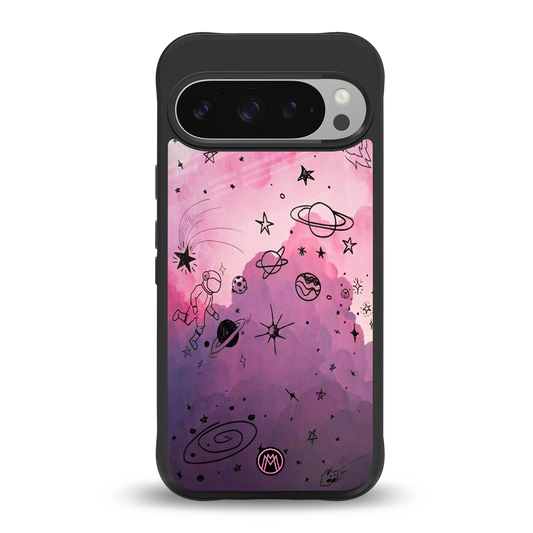space pink aesthetic back phone cover | glass case for google pixel 9 pro